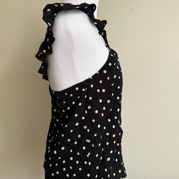 Madewell Ruffle-Strap Cami Top Black White Polka Dot Size Small NWOT - Picture 7 of 11